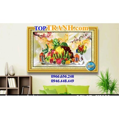 Tranh gắn đá mâm ngũ quả